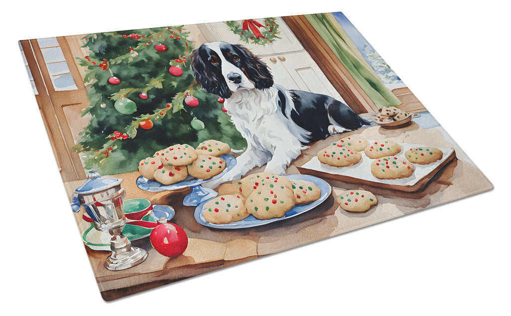 English Springer Spaniel Christmas Cookies Glass Cutting Board