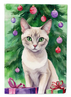Thai Lilac Cat By the Christmas Tree Garden Flag