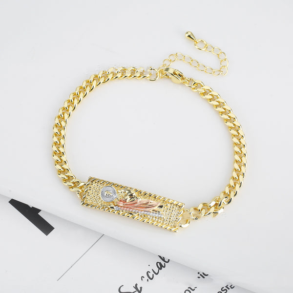 [Duplicate] Jesus Rose Chain Bracelet with Drop Oil Ornament