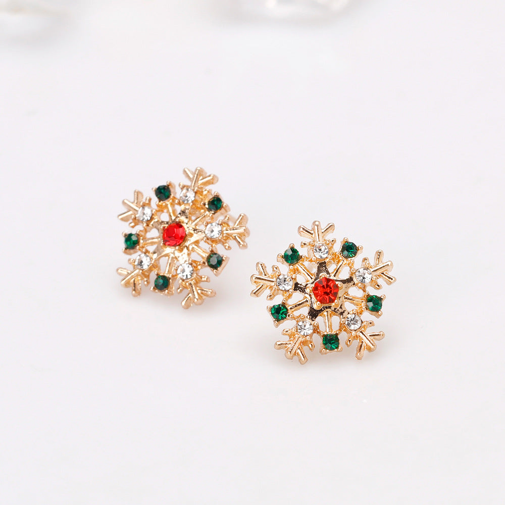 Christmas Snowflake Earrings with Rhinestones