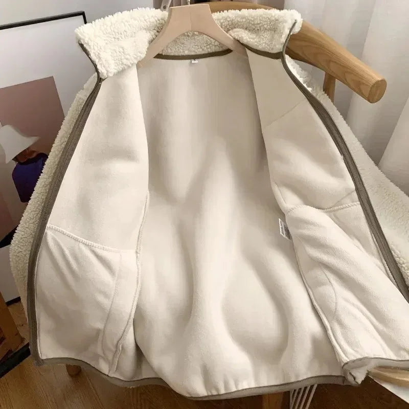 Japanese Fleece Stand Neck Jacket for Couples (Solid Color)