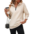 Half Long-Sleeve Zipper Fleece Sweatshirt Pullover | Streetwear