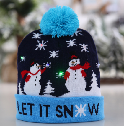 Knit Hat with LED Colorful Lights and Christmas Design
