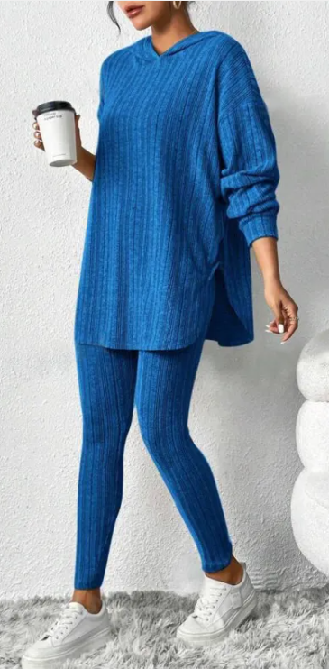 Autumn Solid Color Sunken Stripe Loose-fitting Hoodie Long Sleeve Suit | Streetwear