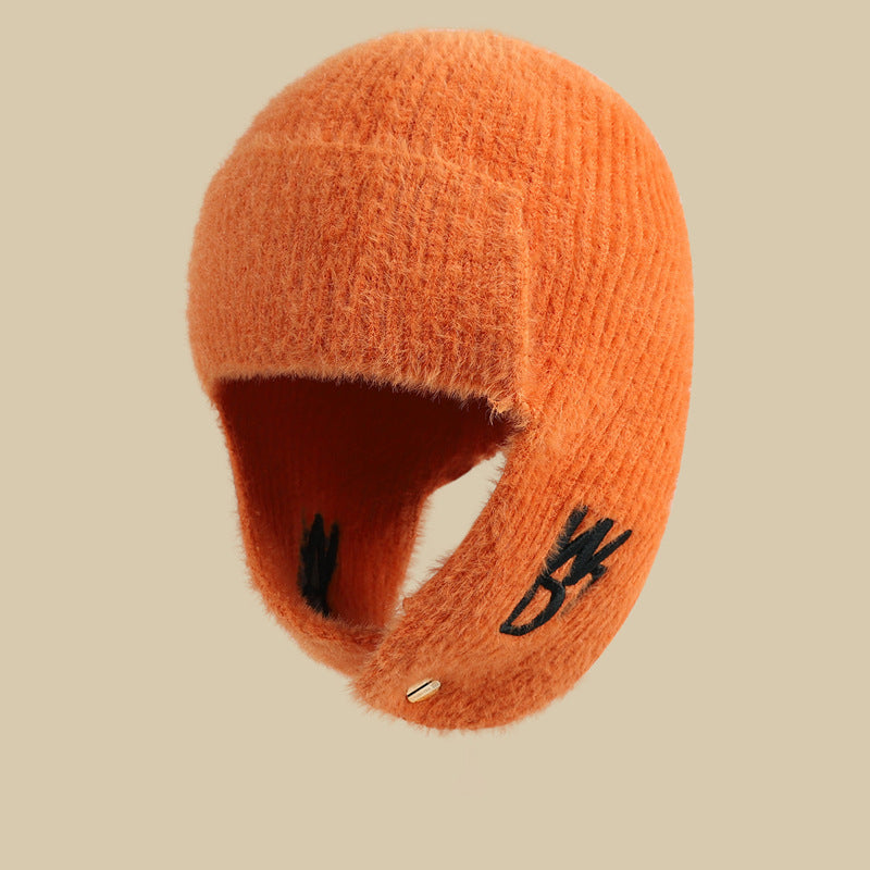 Thick Knitted Wool Ear Protection Hat for Cold Weather | Embroidered Cap