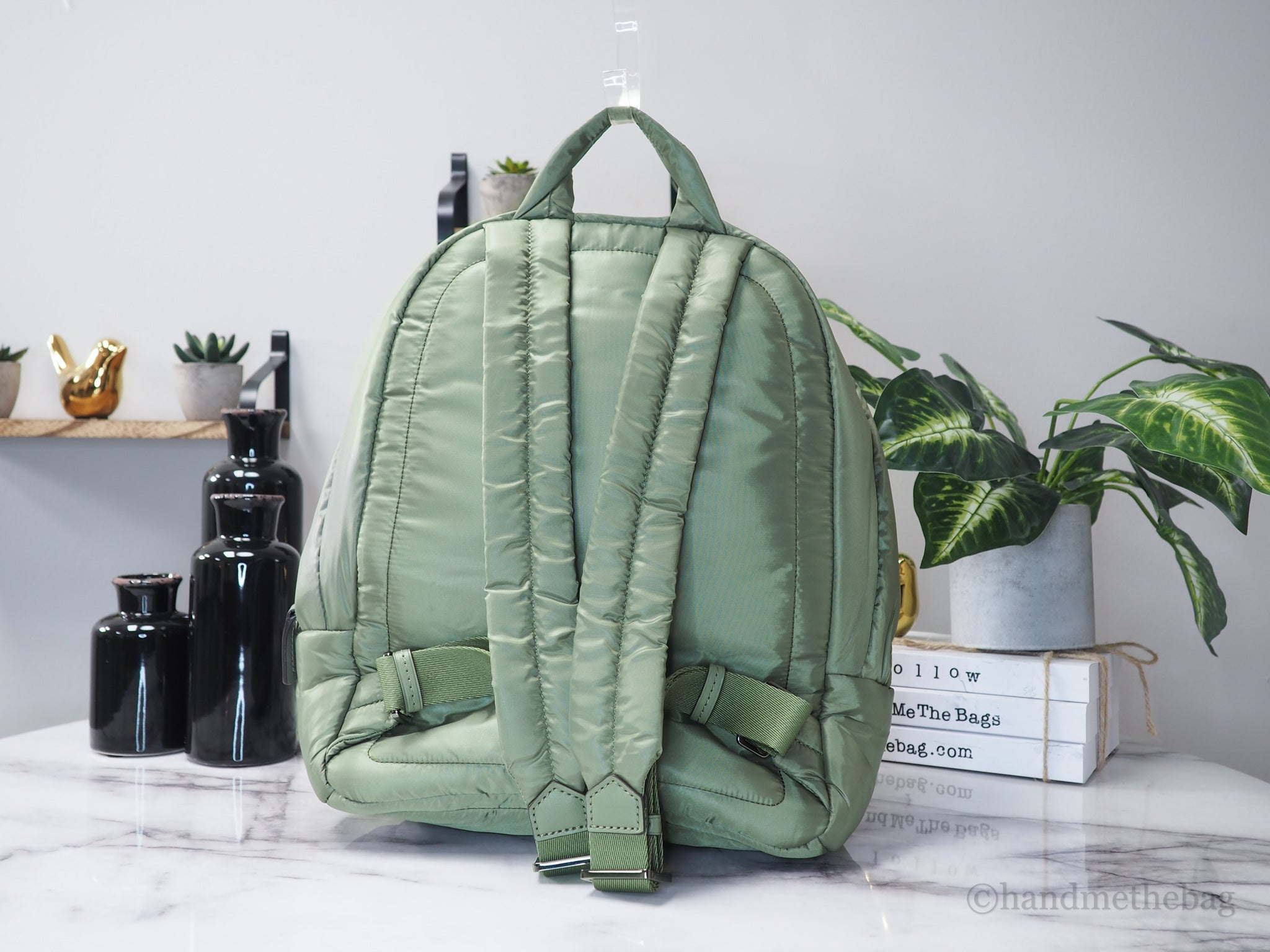 Michael Kors Rae Medium Green Quilted Nylon Backpack | Streetwear