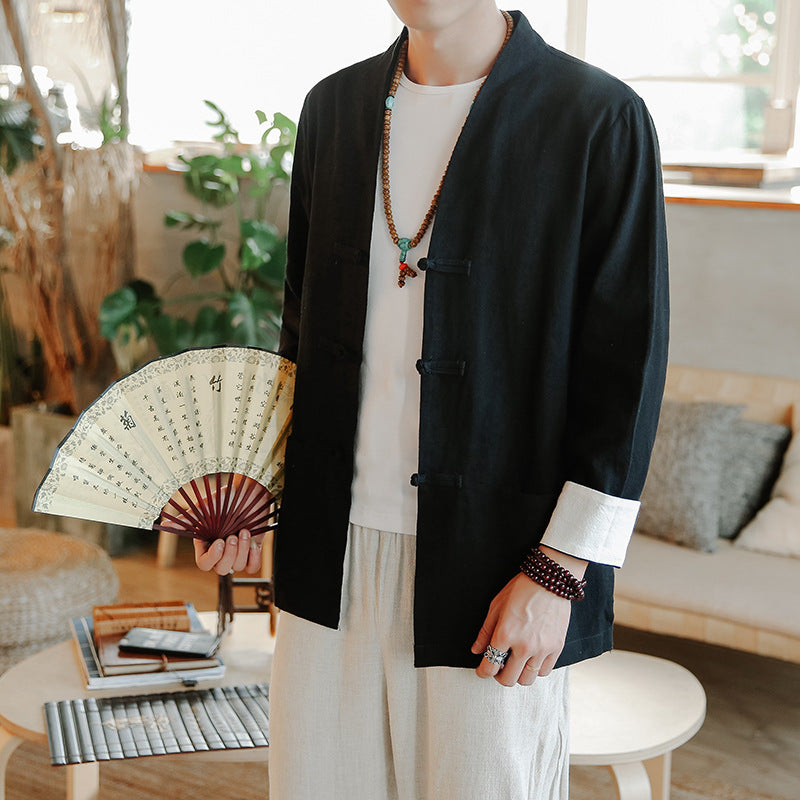 Men's Traditional Chinese Cotton Linen Tang Suit Jacket