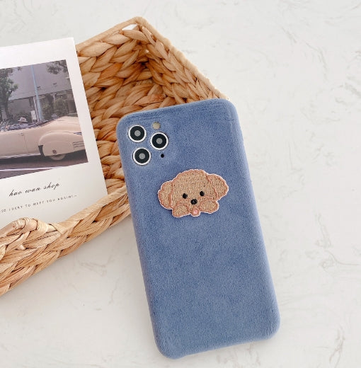Embroidered Teddy Bear Plush Phone Case | Protective Cover