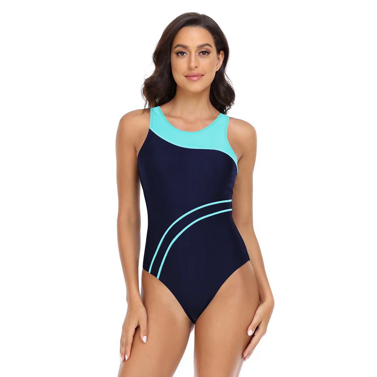 Color-Block Backless One-Piece Swimsuit for Women