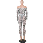 MOS42-M960 Sexy One-Shoulder Mesh Print Bodysuit