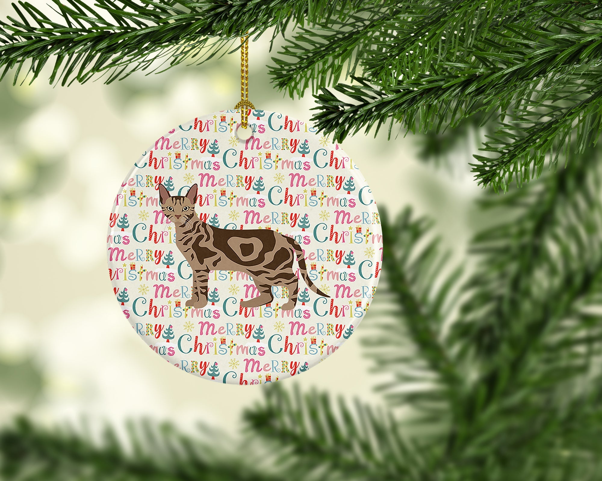 Sokoke Cat Christmas Ceramic Ornament