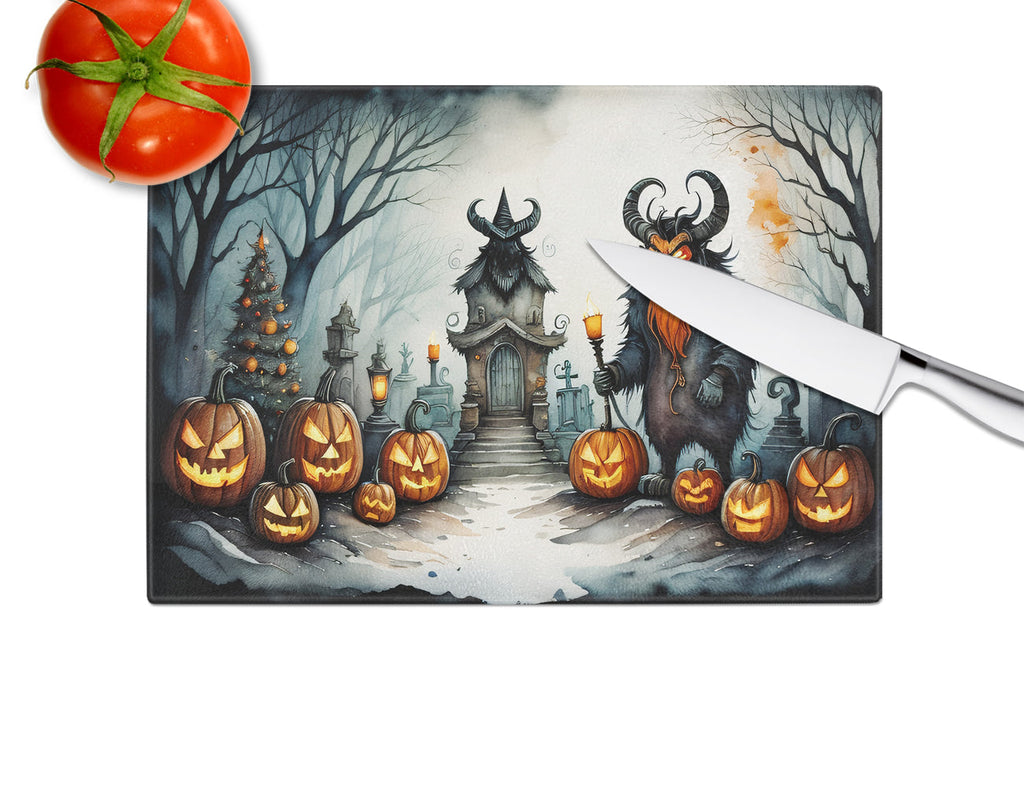Krampus The Christmas Demon Spooky Halloween Glass Cutting Board