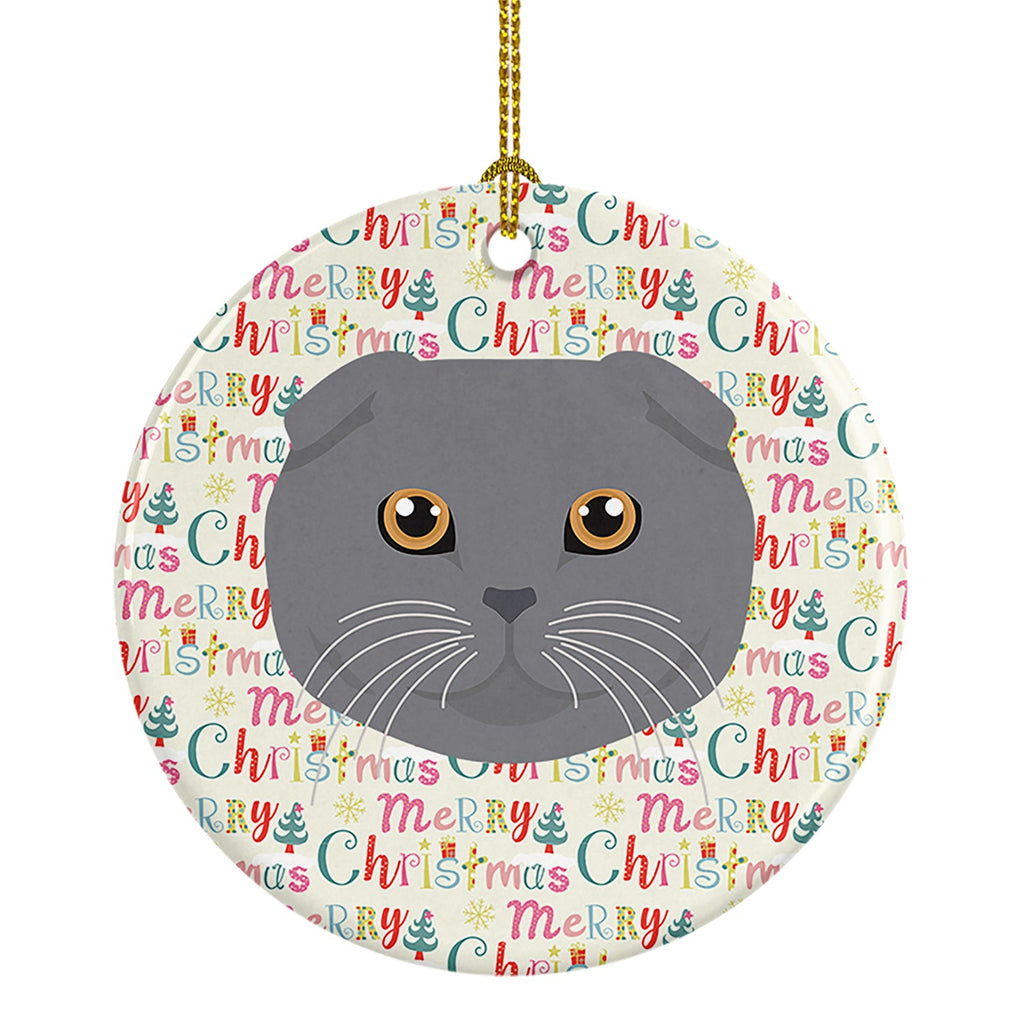 Scottish Fold Cat Christmas Ceramic Ornament