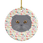 Scottish Fold Cat Christmas Ceramic Ornament