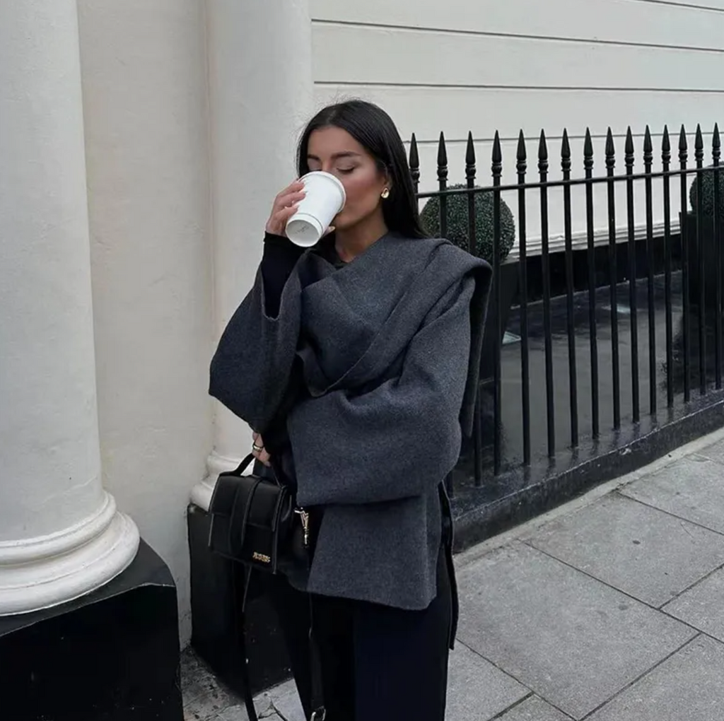 Asymmetrical Scarf Knit Cardigan