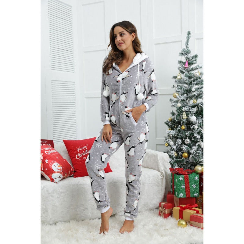Ladies Flannel Christmas Halloween Onesie Pajamas