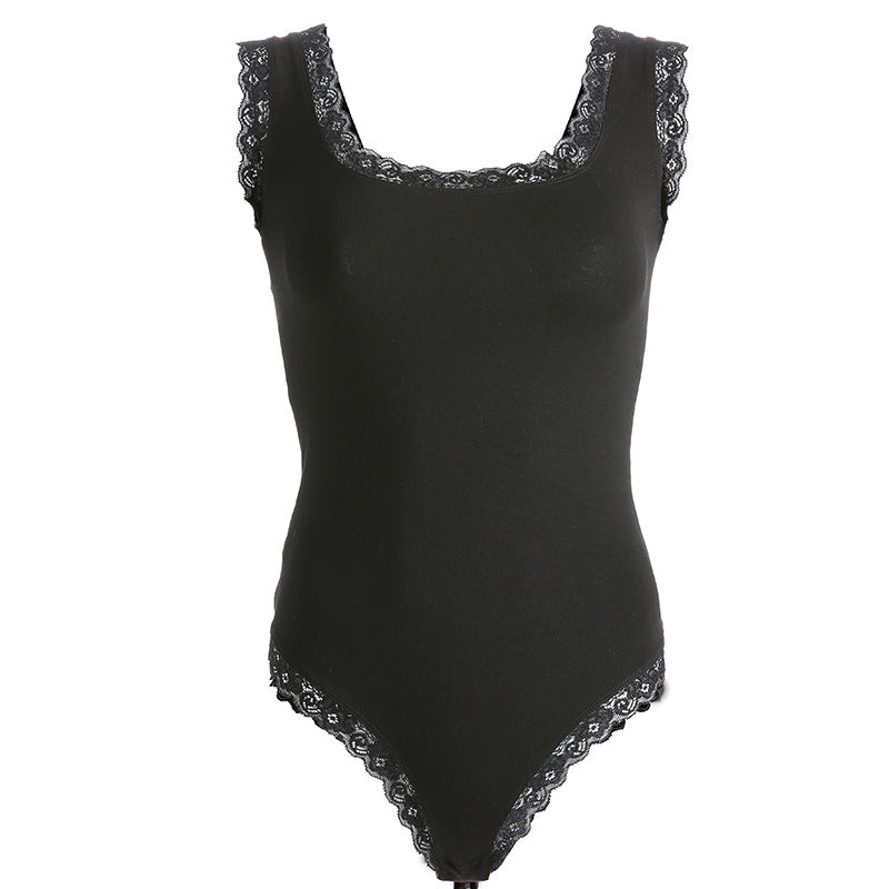 Leopard Lace Back Tie Sexy Bodysuit