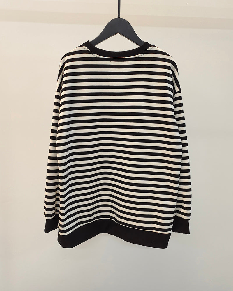 Yiyiyouni Women's Thick Striped Knitted Pullover | Streetwear