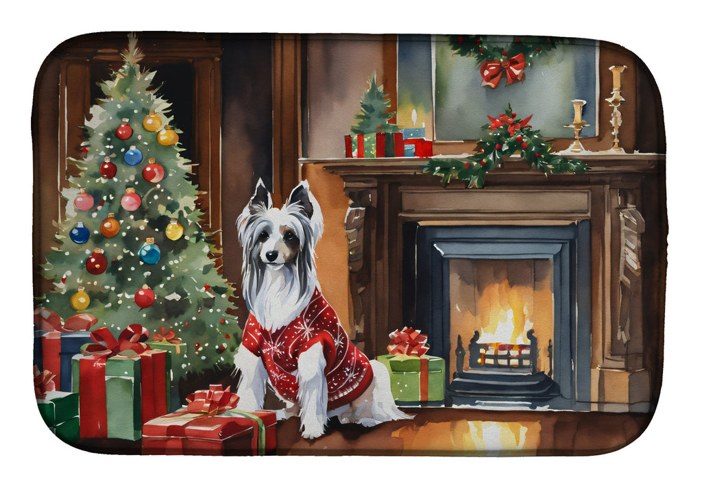Chinese Crested Cozy Christmas Dish Drying Mat