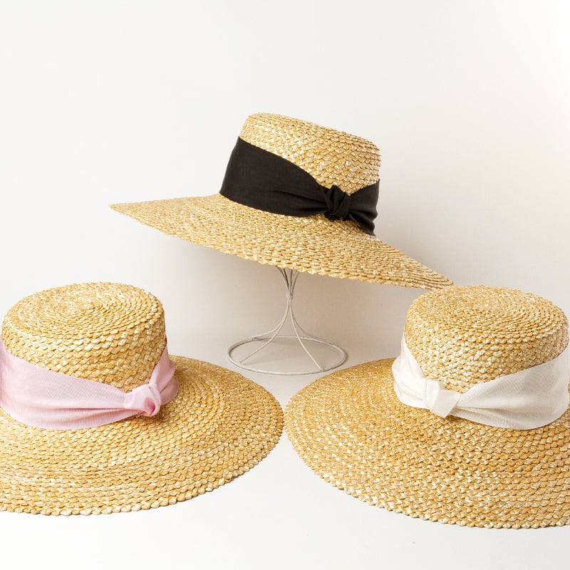 Wavy Pattern Braided Straw Beanie Hat | Embroidered Cap