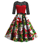 Women's Long Sleeve Christmas Dress with Stitching Details