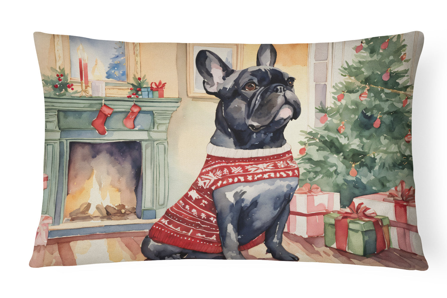 French Bulldog Christmas Throw Pillow