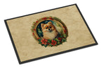 Pomeranian Christmas Flowers Doormat