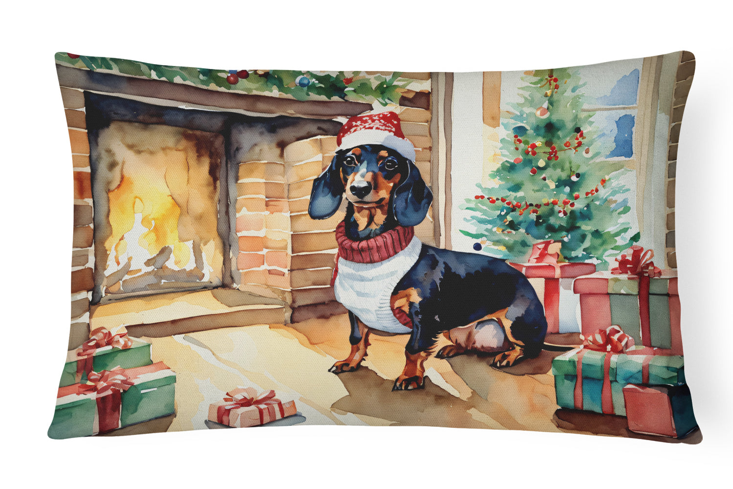 Dachshund Cozy Christmas Throw Pillow
