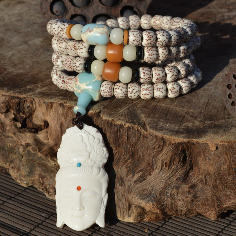 Tibetan Bodhi 108 Bead Star and Moon Prayer Bracelet