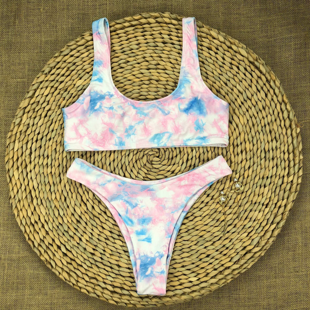 2020 Women's Colorful Tie-Dye Bikini Two-Piece Set