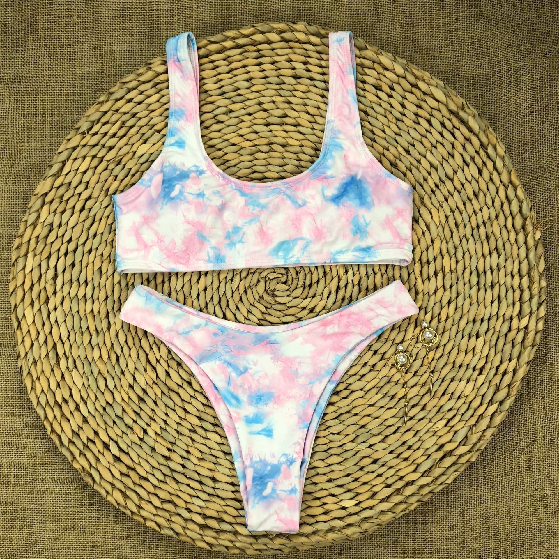 2020 Women's Colorful Tie-Dye Bikini Two-Piece Set