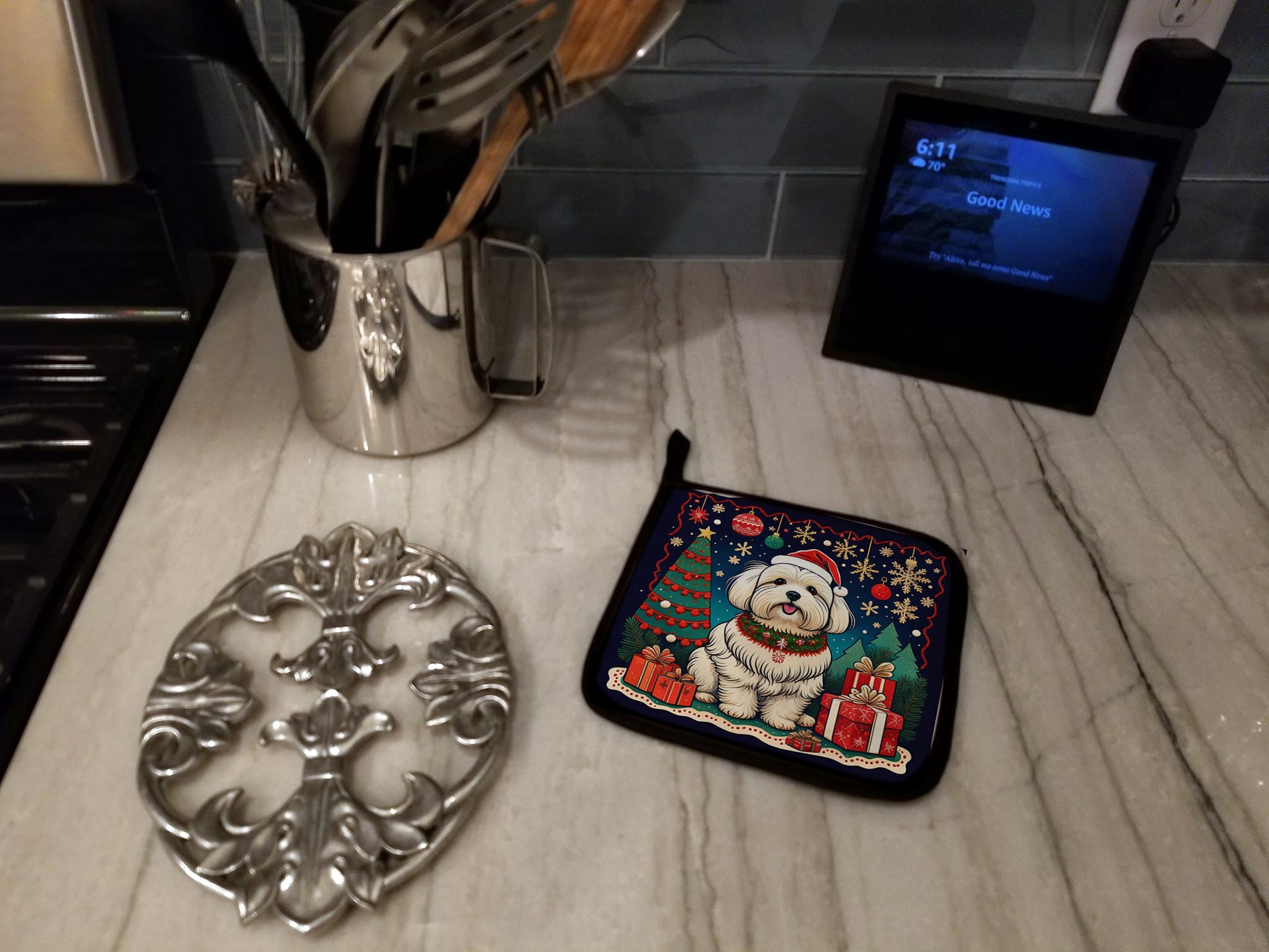 Coton De Tulear Christmas Pair of Pot Holders