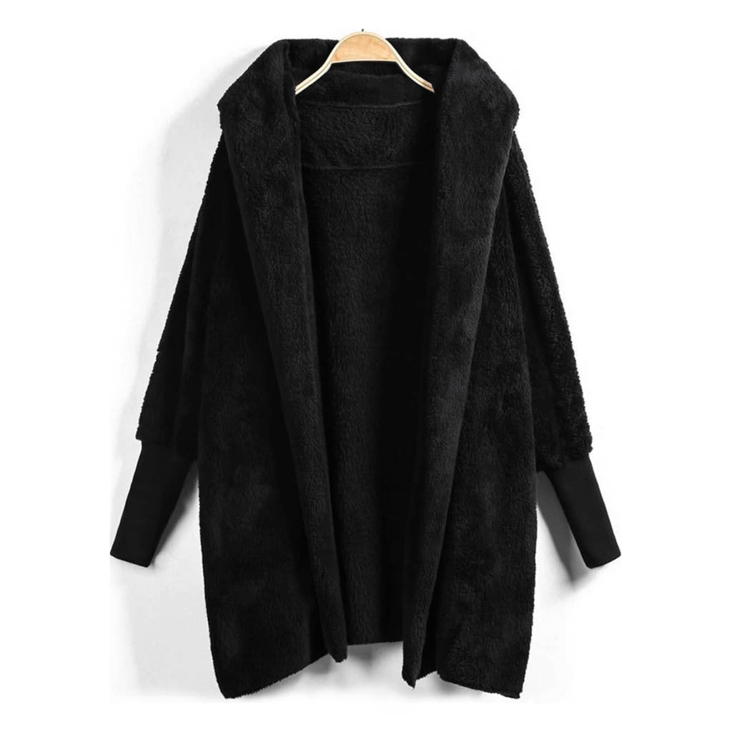 Reversible Fleece Hooded Coat with Threaded Cuffs