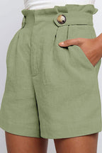 2020 New Women's High-Waist Loose Cotton Linen Shorts