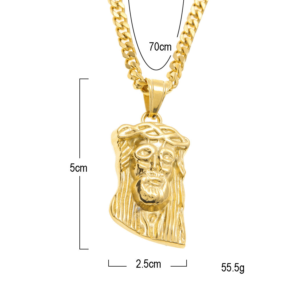 Abstract Jesus Face Pendant Necklace