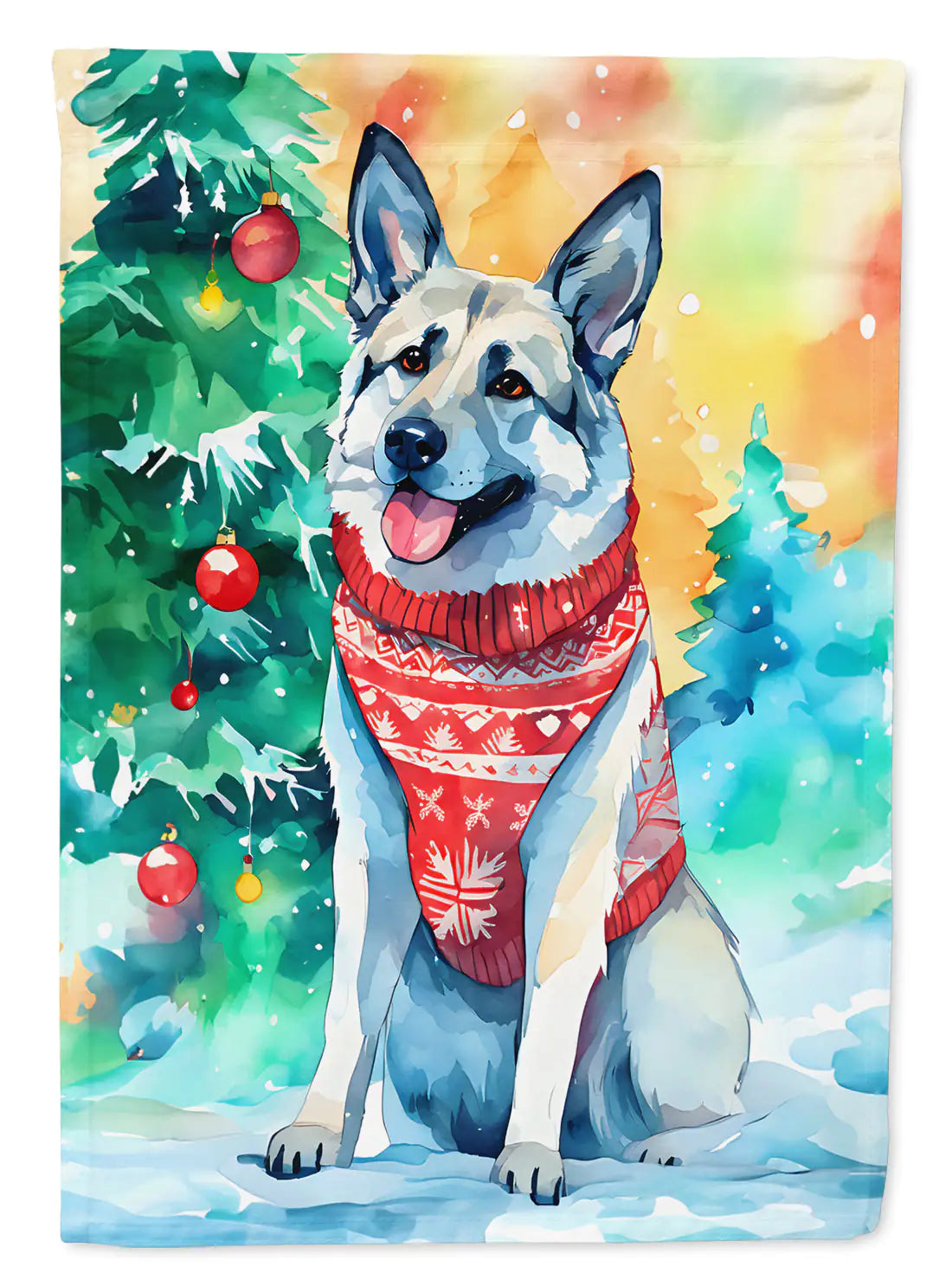 Norwegian Elkhound Christmas Garden Flag