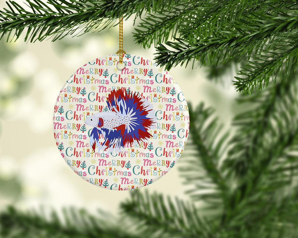 Comb Tail Betta Christmas Ceramic Ornament