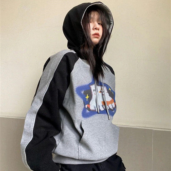 Women's Loose Retro Starry Cat Sweater