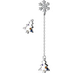 Silver Earrings with Christmas Tree & Snowflakes