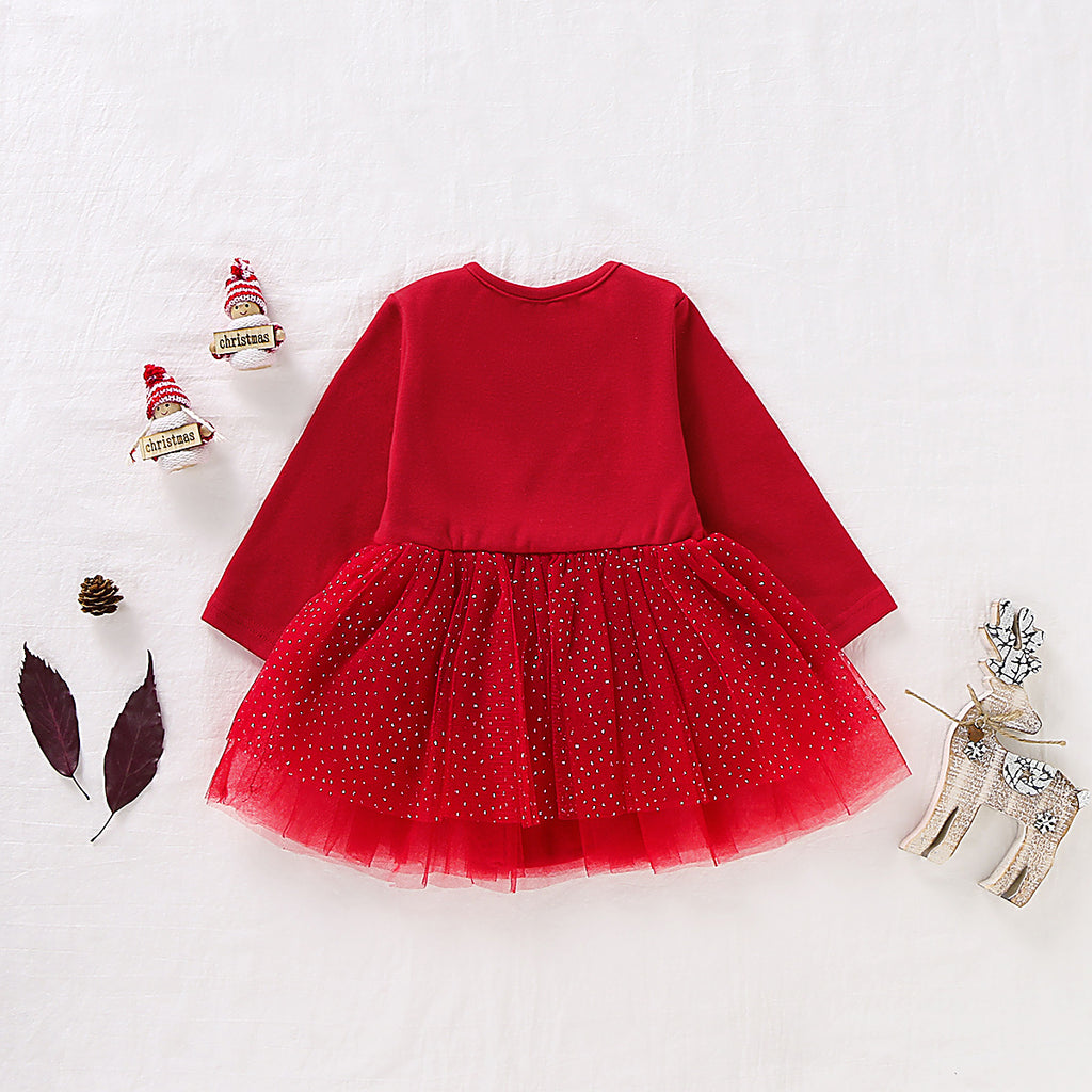 Christmas Reindeer Dress with Mesh Skirt