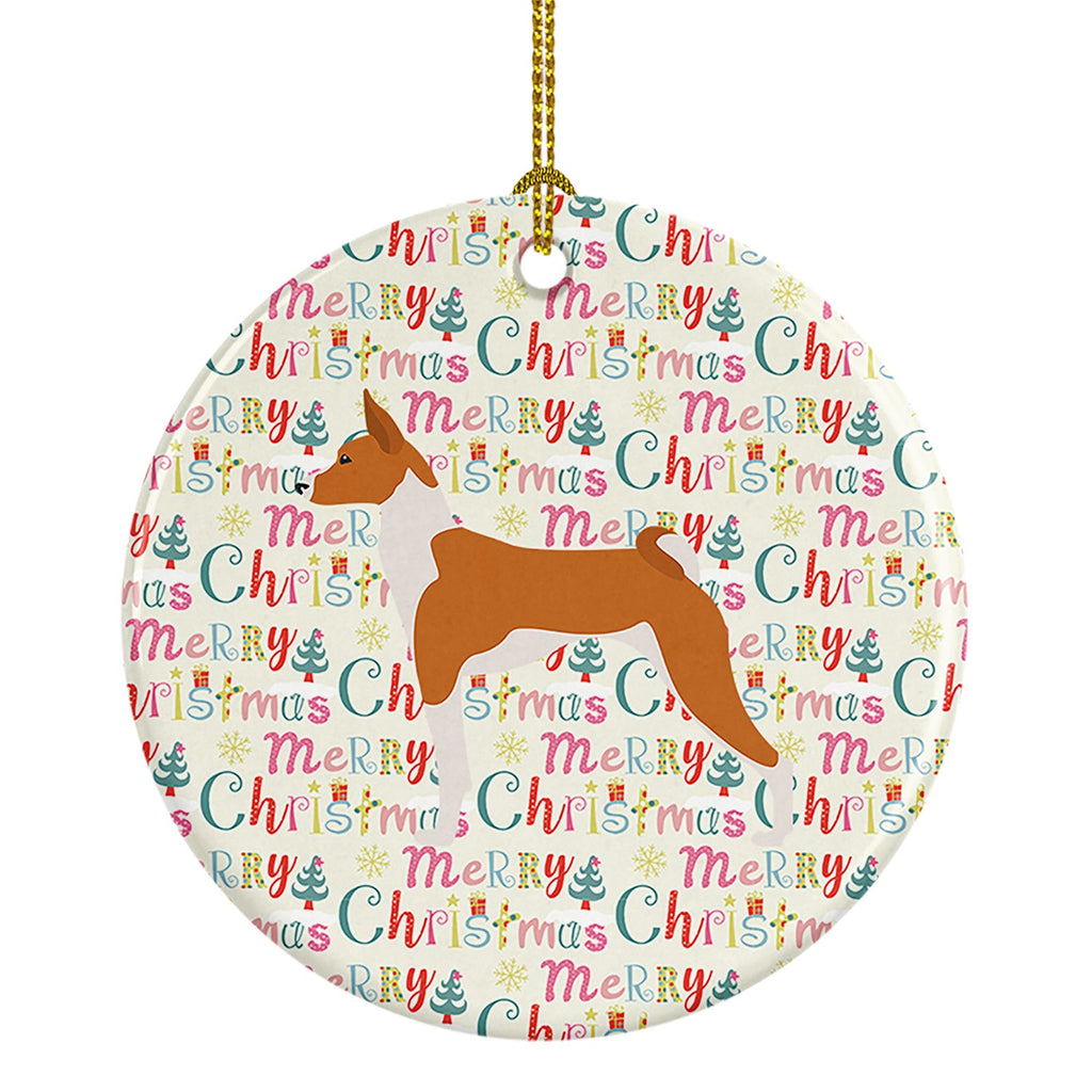 Basenji Merry Christmas Ceramic Ornament