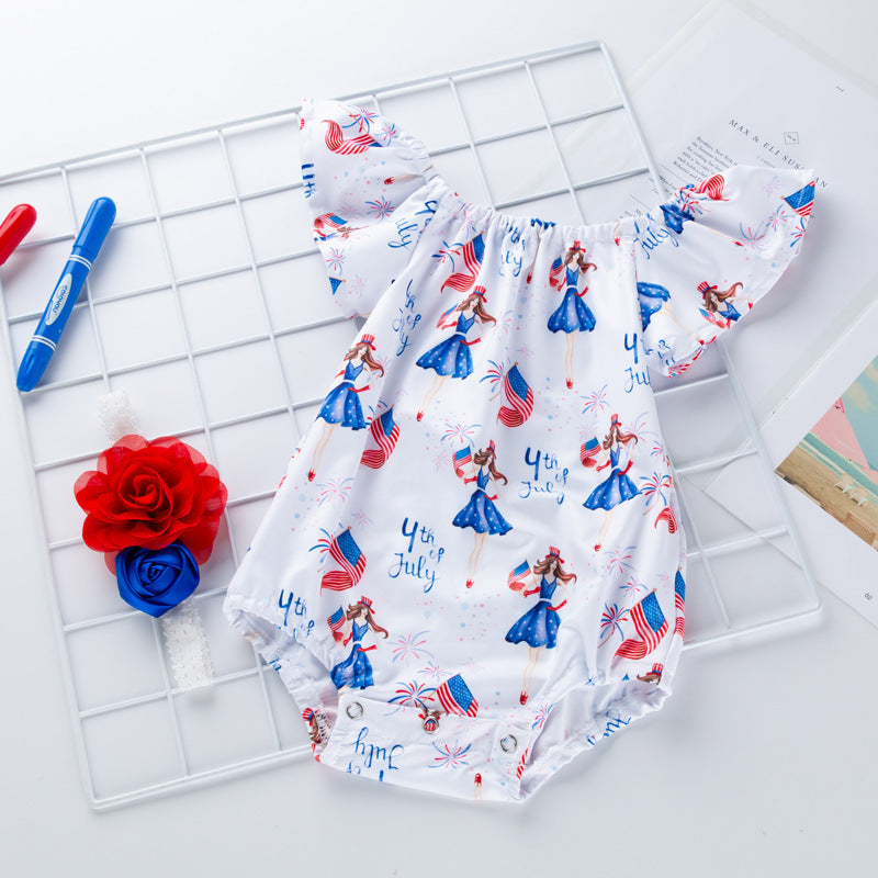 Baby Bodysuit with Fly Sleeves for Independence Day
