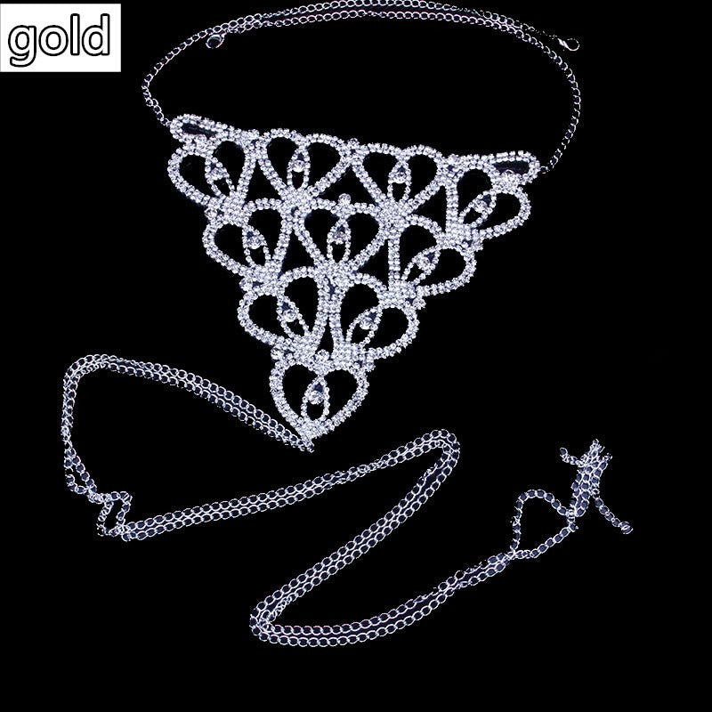 Rhinestone Body Chain Lingerie Set