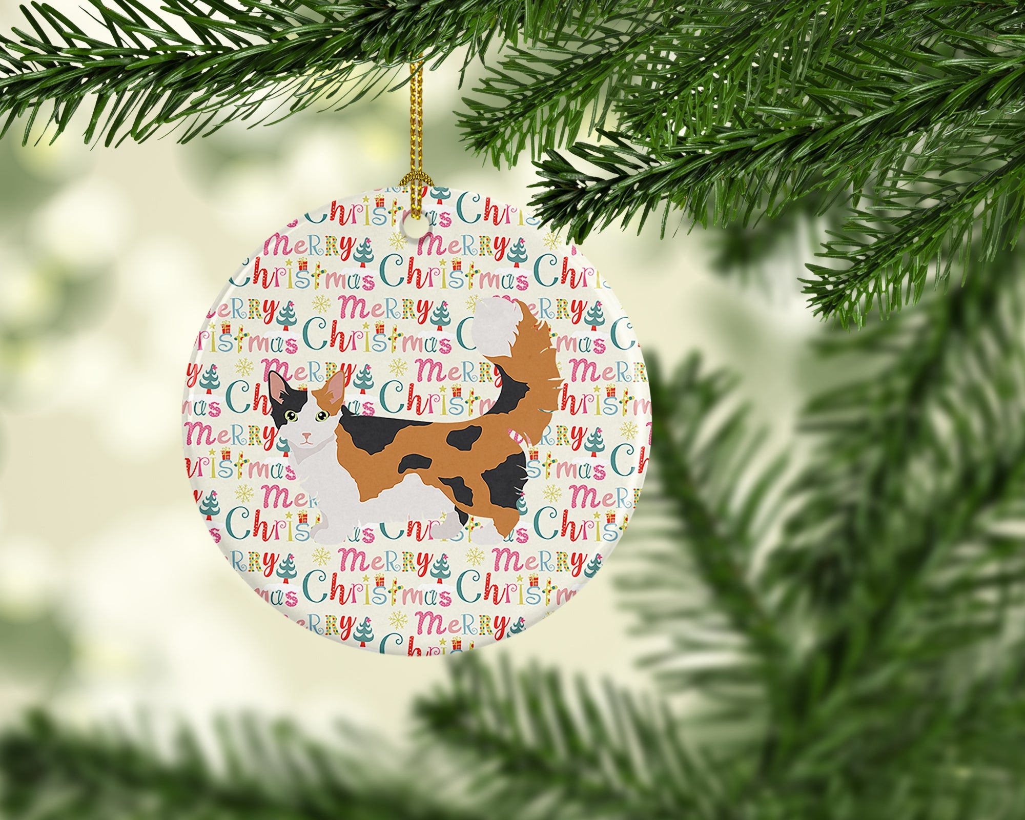 Skookum Cat Christmas Ceramic Ornament
