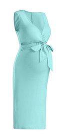 Maternity Sleeveless Dress with Cross Waist Design
