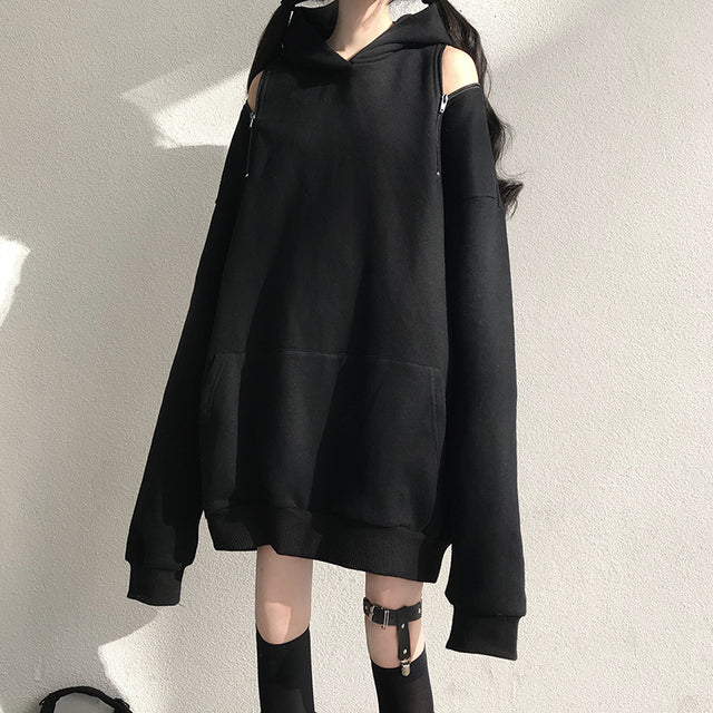 2024 Autumn Gothic Women's Oversized Hoodie with Pockets | Streetwear