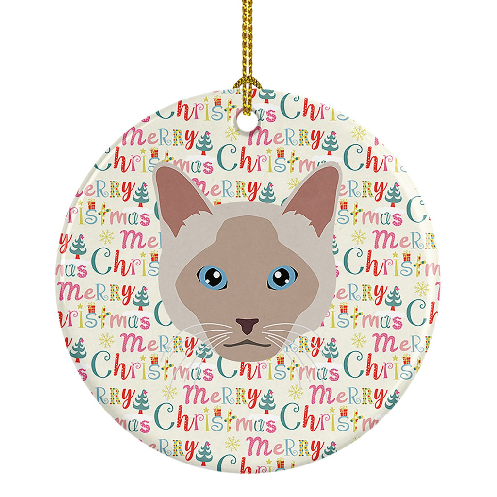 Thai lilac Cat Christmas Ceramic Ornament