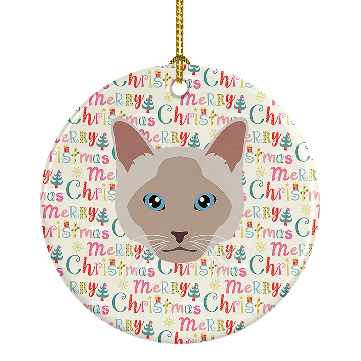 Thai lilac Cat Christmas Ceramic Ornament