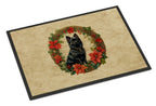 German Spitz Christmas Flowers Doormat