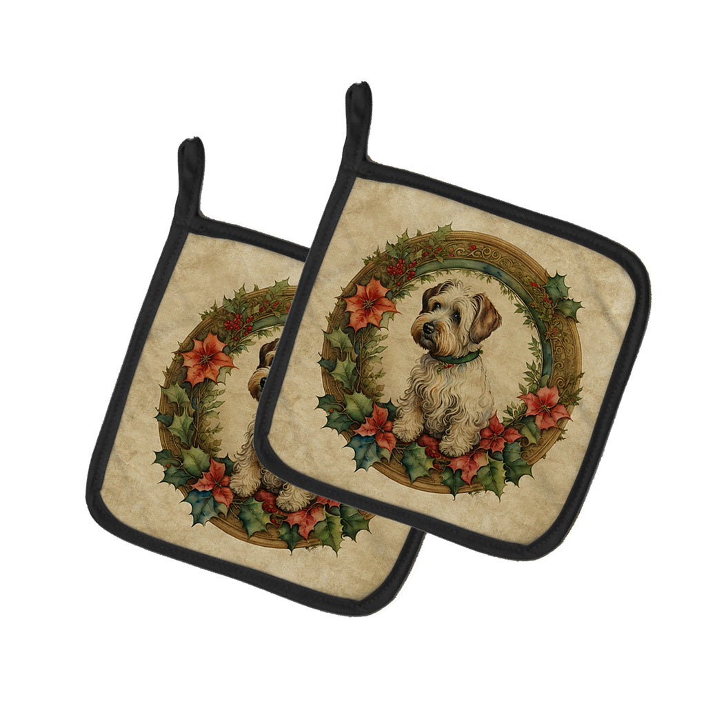 Sealyham Terrier Christmas Flowers Pair of Pot Holders